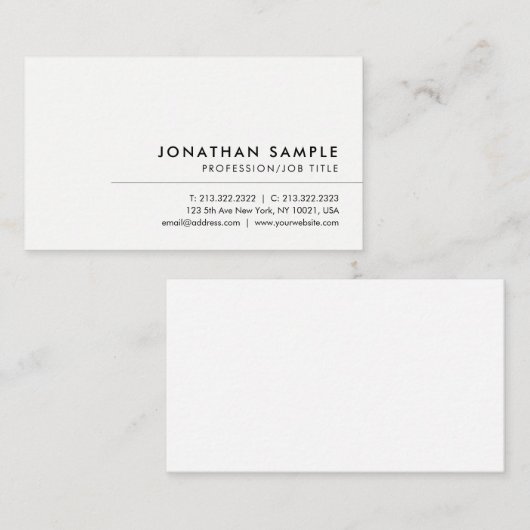 Moderne minimalistische elegante professionele uni visitekaartje (Voorkant / Achterkant)