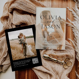 Moderne minimalistische elegante QR-code foto brui Kaart