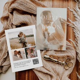 Moderne minimalistische elegante QR-code foto brui Kaart