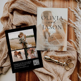 Moderne minimalistische elegante QR-code foto brui Kaart