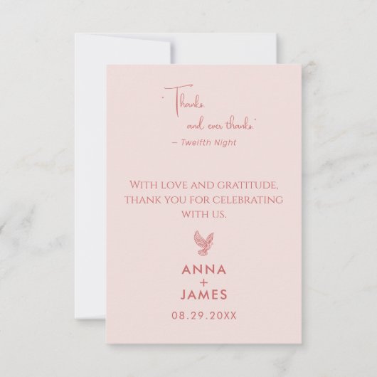 Moderne minimalistische elegante Romeo en Julia br Bedankkaart (Achterkant)