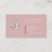 Moderne Minimalistische Elegante Roos QR Code Visitekaartje (Achterkant)
