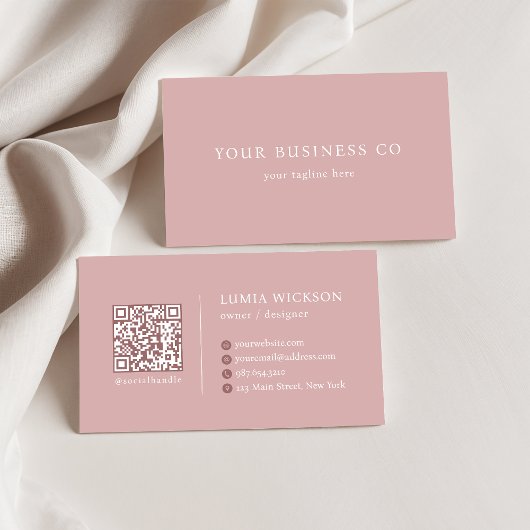 Moderne Minimalistische Elegante Roos QR Code Visitekaartje
