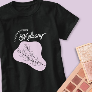 Moderne minimalistische Elegante Roze Bloemenlijn  T-shirt