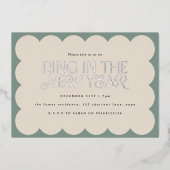 Moderne minimalistische elegante saliegroene retro folie feestdagenkaart (Voorkant)