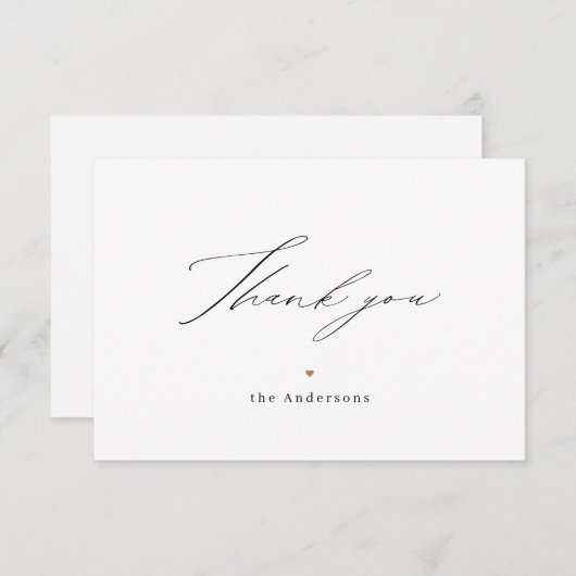 Moderne minimalistische elegante script bedankje bedankkaart (Voorkant / Achterkant)