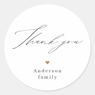 Moderne minimalistische elegante script bedankt ronde sticker