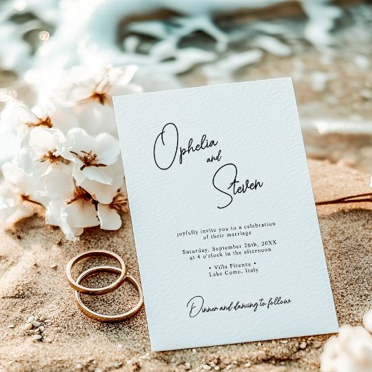 Moderne minimalistische elegante script bruiloft kaart