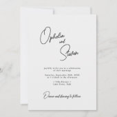 Moderne minimalistische elegante script bruiloft kaart (Voorkant)