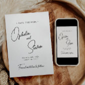 Moderne minimalistische elegante script bruiloft save the date