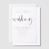 Moderne minimalistische elegante script bruiloft vellum uitnodigingen (Offset)