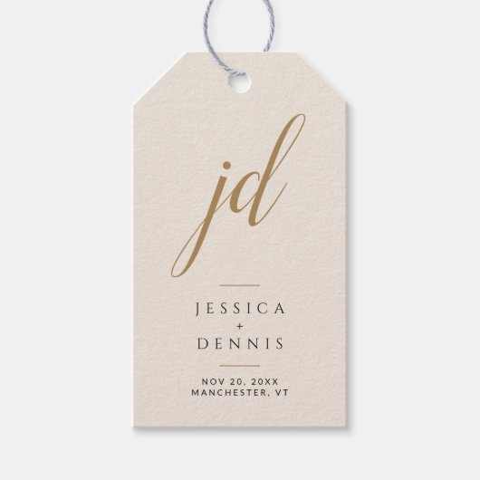 Moderne Minimalistische Elegante Script Monogram T Cadeaulabel (Voorkant)