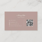 Moderne minimalistische elegante script QR-code Visitekaartje (Achterkant)
