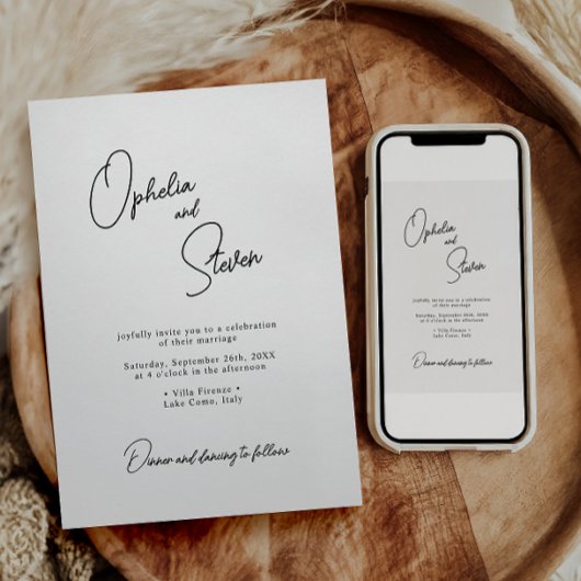 Moderne Minimalistische Elegante Script Trouwkaart Kaart