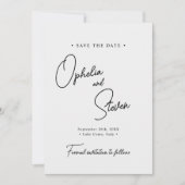 Moderne Minimalistische Elegante Script Trouwkaart Save The Date (Voorkant)