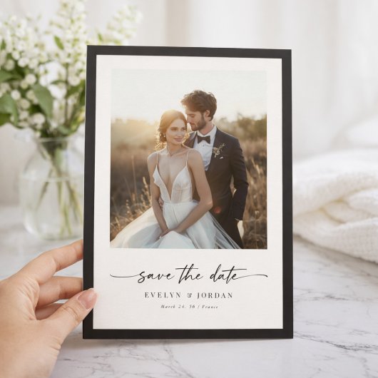 Moderne Minimalistische Elegante Scriptie Zwarte F Save The Date