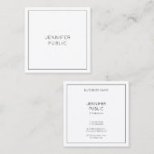 Moderne minimalistische elegante Sjabloon Creatief Vierkante Visitekaartje (Voorkant / Achterkant)