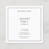 Moderne minimalistische elegante Sjabloon Creatief Vierkante Visitekaartje (Achterkant)