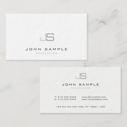 Moderne minimalistische elegante Sjabloon van Mono Visitekaartje (Voorkant / Achterkant)