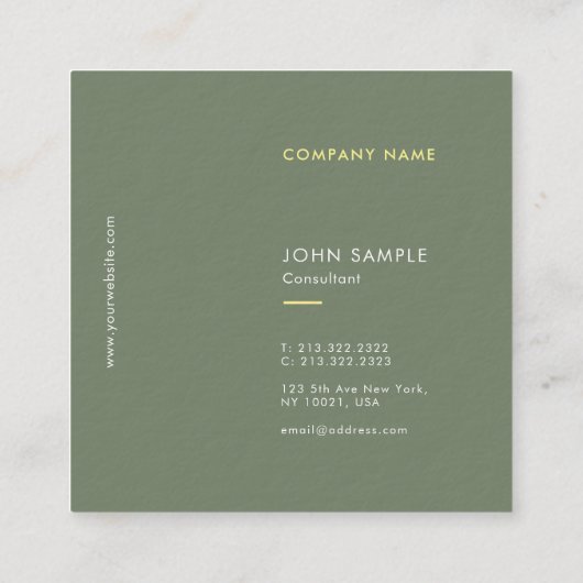 Moderne minimalistische elegante trendy kleuren Sj Vierkante Visitekaartje (Achterkant)