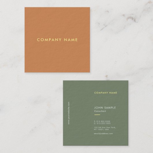 Moderne minimalistische elegante trendy kleuren Sj Vierkante Visitekaartje (Voorkant / Achterkant)