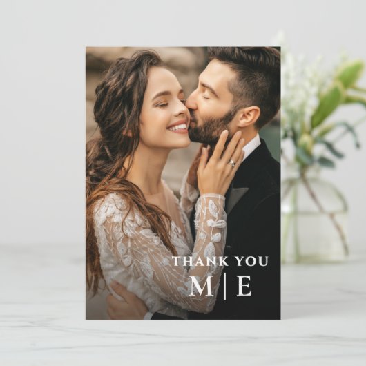 Moderne minimalistische elegante typografie Fotobr Bedankkaart (Staand voorkant)