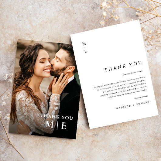 Moderne minimalistische elegante typografie Fotobr Bedankkaart