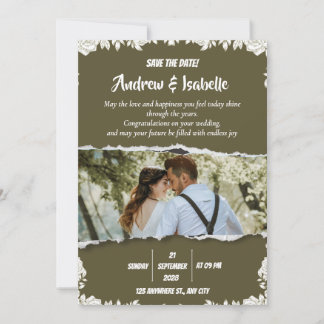 Moderne minimalistische elegante vakantie bruiloft save the date