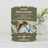 Moderne minimalistische elegante vakantie bruiloft save the date (Staand voorkant)