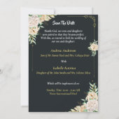 Moderne minimalistische elegante vakantie bruiloft save the date (Achterkant)