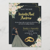 Moderne minimalistische elegante vakantie bruiloft save the date (Voorkant / Achterkant)