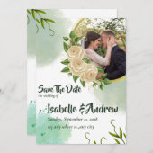 Moderne minimalistische elegante vakantie bruiloft save the date (Voorkant / Achterkant)