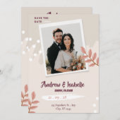 Moderne minimalistische elegante vakantie bruiloft save the date (Voorkant / Achterkant)