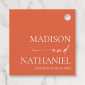 Moderne minimalistische elegante Verona Sunset bru Bedankjes Labels (Achterkant)