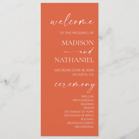 Moderne minimalistische elegante Verona Sunset bru Programmakaart (Voorkant)