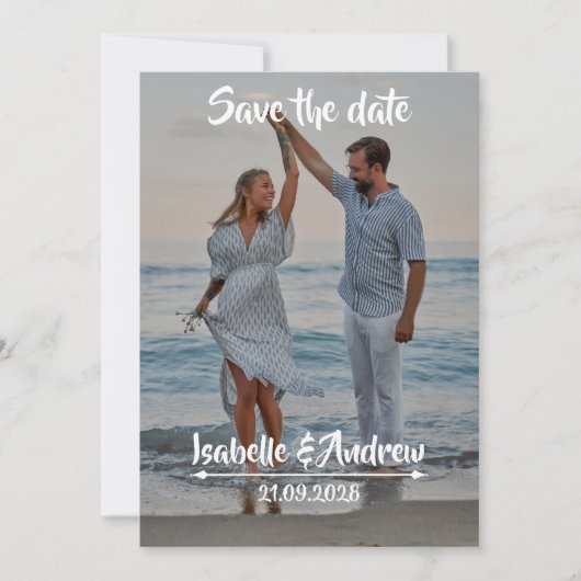 Moderne minimalistische elegante Waterverf bruilof Save The Date (Voorkant)