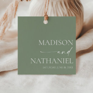 Moderne minimalistische elegante wijze groene brui bedankjes labels