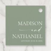 Moderne minimalistische elegante wijze groene brui bedankjes labels (Achterkant)