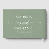 Moderne minimalistische elegante wijze groene brui gastenboek (Achterkant)