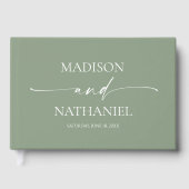 Moderne minimalistische elegante wijze groene brui gastenboek (Voorkant)