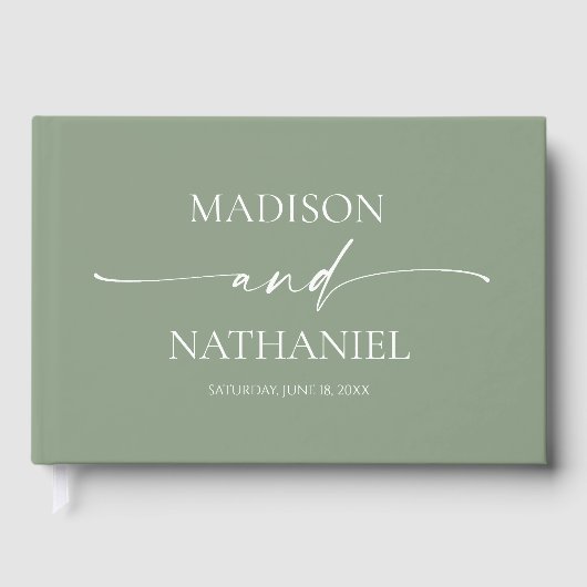 Moderne minimalistische elegante wijze groene brui gastenboek (Voorkant)