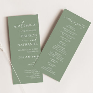 Moderne minimalistische elegante wijze groene brui programmakaart