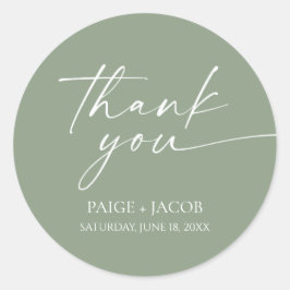 Moderne minimalistische elegante wijze groene brui ronde sticker