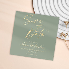 Moderne minimalistische elegante wijze groene brui save the date