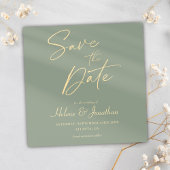 Moderne minimalistische elegante wijze groene brui save the date