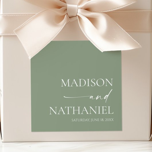 Moderne minimalistische elegante wijze groene brui vierkante sticker