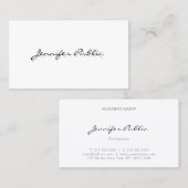 Moderne minimalistische elegante witte eenvoudige  visitekaartje (Voorkant / Achterkant)