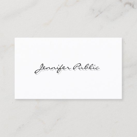 Moderne minimalistische elegante witte eenvoudige  visitekaartje (Voorkant)