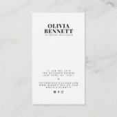 Moderne minimalistische elegante witte interieuron visitekaartje (Achterkant)