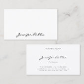Moderne minimalistische elegante witte professione visitekaartje (Voorkant / Achterkant)